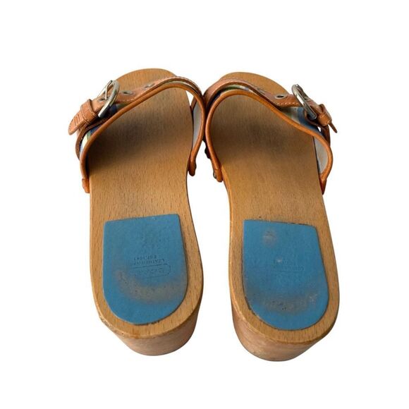 Vintage Coach Striped Canvas Vachetta Sandal Mid Heel in Size 8 - Picture 6 of 16